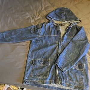 Men's Blue Denim Hooded Jacket